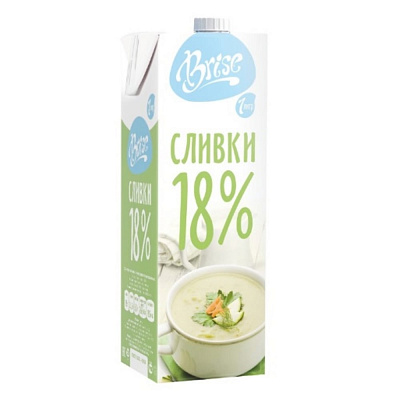 Сливки питьевые ультрапастеризованные "Brise" 18% 1 л, Россия